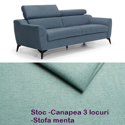 PESCARA CANAPEA FIXA 3 LOCURI 221 x 95 VERDE MENTA LIRA1207 IN STOC PREMIUM LINE
