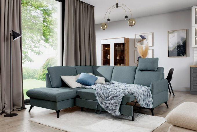 LUKKA COLTAR EXTENSIBIL 200 x 215 CULOARE GRI COLT STANGA ZONA DORMIT 174 X 122 STG