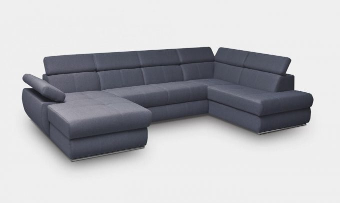 LISBONA COLTAR EXTENSIBIL COLT DREAPTA 341 x 200 x 175 GRI-ALBASTRU SOLAR96 ZONA DORMIT 274 X 130 PSZ