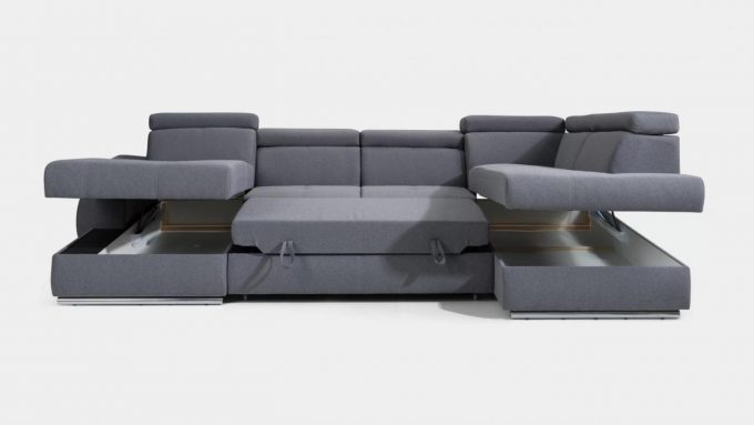 LISBONA COLTAR EXTENSIBIL COLT DREAPTA 341 x 200 x 175 GRI-ALBASTRU SOLAR96 ZONA DORMIT 274 X 130 PSZ